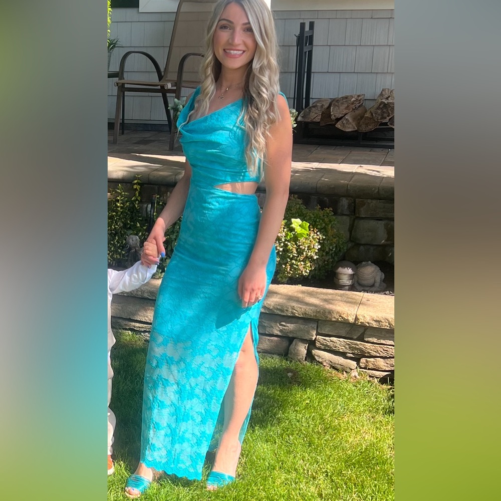 SAGE + PAIGE LACE TEAL WEDDING GUEST DRESS